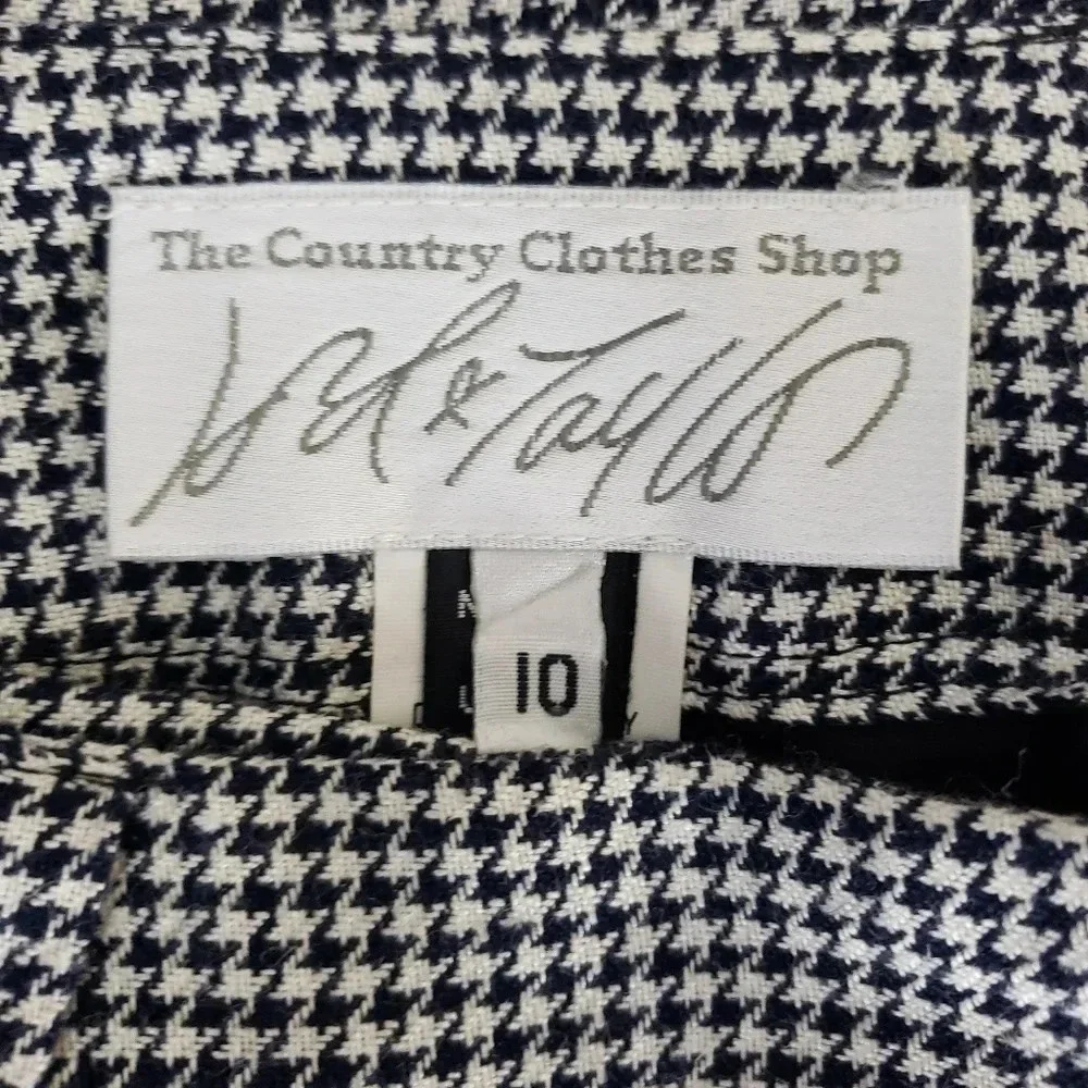 Lord & Taylor Wrap Pencil Skirt Midi Houndstooth Pleated Linen Blend